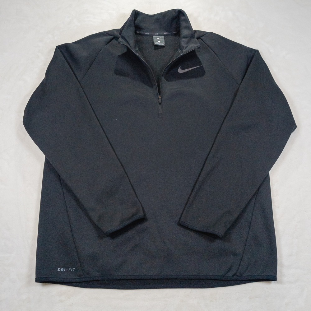 Nike Quarter Zip Fleece Pullover Men L Black Therma Dri-FIT Gorpcore Athleisure